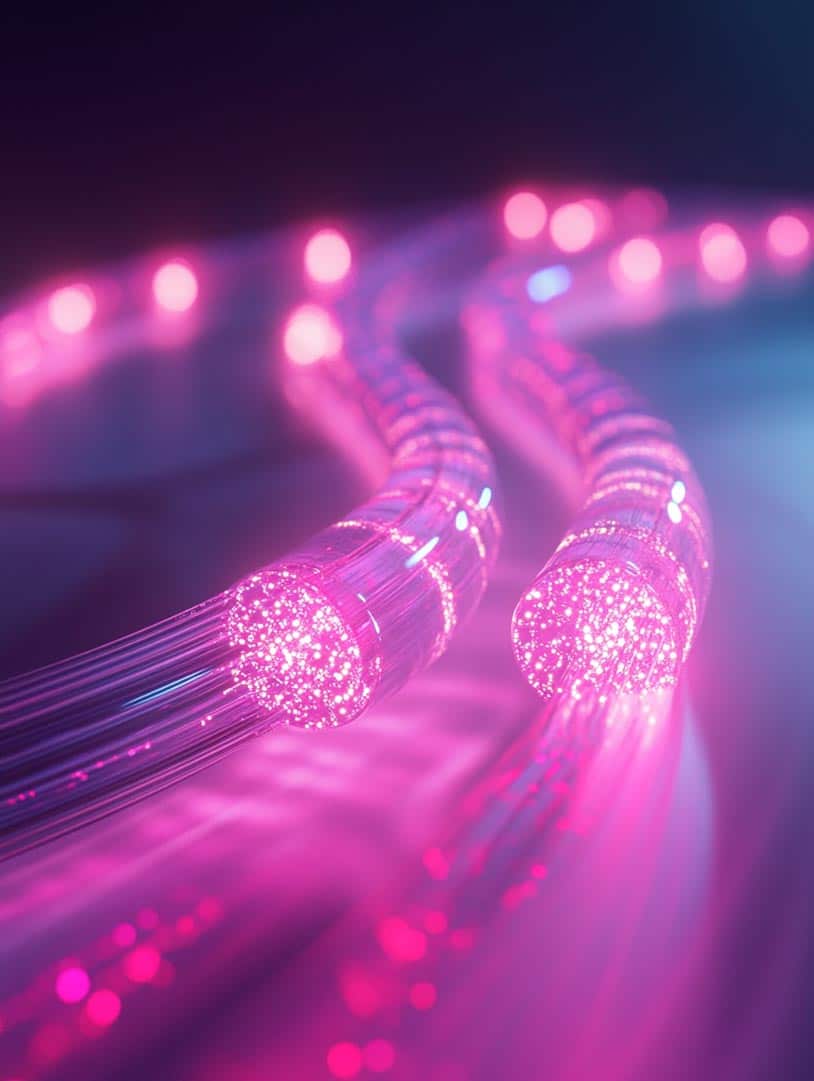 a close up of a pink and blue cable
