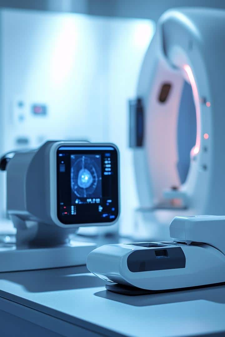 a medical room with a monitor and other medical equipment